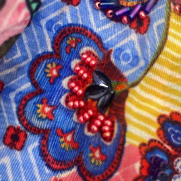 Anthropologie Nyza Beaded Multi Color Blouse By Bhanuni by Jyoti FREE SHIPPING - Picture 7 of 12